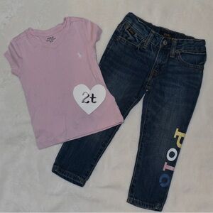 Girls polo jeans set